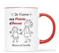 Cadeau Plus Mug Personnalisé Prénom - Mug Je t'Aime Ma Mamie d'Amour - Cadeau Fete des Grand Mere, Cadeau Anniversaire Mamie, Tasse Mamie, Tasse Bonne Fete Mamie, Mamie Je t'Aime, Tasse Papy et Mamie
