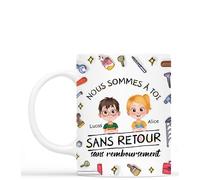 Cadeau Plus Mug Personnalisé Prénom - On Est À Toi Aucun Retour Ni Remboursement - Tasse papa, Cadeau fete des peres personnalisable, cadeau grand pere, papi mug (2 Enfants)