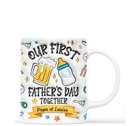 Cadeau Plus Mug Personnalisé Prénom - Our First Father's Day - Cadeau fete des peres personnalisable, cadeau grand pere, tasse papa original, papi mug (Model #1)