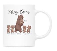 Cadeau Plus Mug Personnalisé Prénom - Papa Ours Brun - Cadeau fete des peres personnalisable, cadeau grand pere, tasse papa original, papi mug (8 kids)