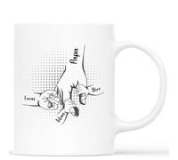 Cadeau Plus Mug Personnalisé Prénom - Papa/Papy Et Ses Enfants Tenant Les Mains - Cadeau fete des peres personnalisable, cadeau papy personnalisé, papi mug, tasse papa original (Modèle #1)