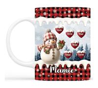 Cadeau Plus Mug Personnalisé Prénom - Papy Mamie Bonhomme De Neige - Tasse personnalisable mamie, Mug Personnalisé De Noël (Modèle #1)