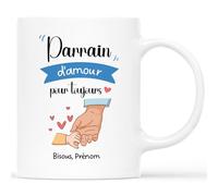 CADEAU PLUS Mug Personnalisé Prénom - Parrain D'Amour Pour Toujours - Cadeau Baptême, Marraine, Personnalisé