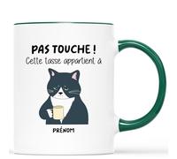 Cadeau Plus Mug Personnalisé Prénom Pas Touche - Tasse drole, mug humour, Tasse Humoristique, mug drole homme, mug rigolo femme, tasse rigolo prenom (Vert)