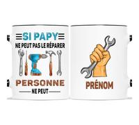 Cadeau Plus Mug Personnalisé Prénom - Si Papy Ne Peut Pas Le Réparer - Cadeau Grand Pere, Papy Personnalisé, 325 ml, Céramique, Mug, Cadeau Pour Les Fêtes Spéciales