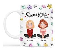Cadeau Plus Mug Personnalisé Prénom - Sœurs/Meilleures Amies - Tasse amitié, Cadeau meilleure amie, cadeau bff, mug soeur personnalisé, tasse personnalisable amitie (2 Femme)