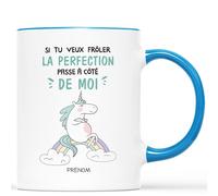 CADEAU PLUS Mug Personnalisé Prénom - Tasse Licorne Si Tu Veux Frôler La Perfection - Humour, Humoristique, Rigolo, Drole Homme