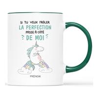 CADEAU PLUS Mug Personnalisé Prénom - Tasse Licorne Si Tu Veux Frôler La Perfection - Humour, Humoristique, Rigolo, Drole Homme