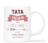 Cadeau Plus Mug Personnalisé Prénom - Tata Elle Déchire - Cadeau Tata, Cadeau Tata Original, Idee Cadeau Pour Tata, Tasse Tata, Tasse Super Tata
