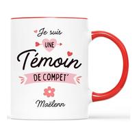 CADEAU PLUS Mug Personnalisé Prénom - Témoin de Compet' Pour Mariage - Cadeau Pour Invité et Témoin