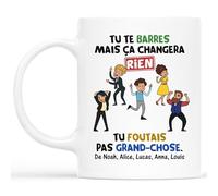 Cadeau Plus Mug Personnalisé Prénom - Tu Te Barres Mais Ça Changera Rien - Mug retraite, Cadeau depart collegue, Cadeau retraite, Tasse depart collegue de travail (5 Membres)