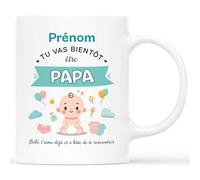 CADEAU PLUS Mug Personnalisé Prénom - Tu Vas Bientôt Être Papa - Cadeau Futur Parents, Tasse Fête Des Pères, Futur Papa