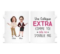 Cadeau Plus Mug Personnalisé Prénom - Une Collègue Extra Comme Toi - Cadeau depart collegue, cadeau retraite (2 femme)