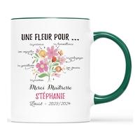 Cadeau Plus Mug Personnalisé Prénom - Une Fleur Pour Vous Merci Maîtresse - Cadeau personnalisé maitresse, cadeau maîtresse, mug personnalisé merci maitresse, tasse maitresse d'école