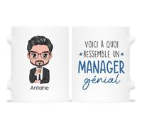 Cadeau Plus Mug Personnalisé Prénom - Voici À Quoi Ressemble Un Manager Génial - Cadeau Patron, Cadeau Boss Travail, Tasse World Best Boss, Mug Patronne (Homme (Jeune & Milieu))