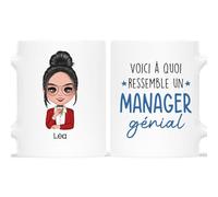 Cadeau Plus Mug Personnalisé Prénom - Voici À Quoi Ressemble Un Manager Génial - Cadeau Patron, Cadeau Boss Travail, Tasse World Best Boss, Mug Patronne (Femme (Jeune & Milieu))