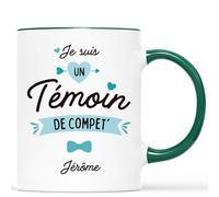 CADEAU PLUS Mug Personnalisé - Témoin de Compet' - Cadeau Témoin de Mariage Homme avec Prénom
