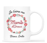 Cadeau Plus Mug Personnalisé Texte - Mug Je t'Aime Ma Mamie d'Amour - Cadeau Fete des Grand Mere, Cadeau Anniversaire Mamie, Tasse Mamie, Tasse Bonne Fete Mamie, Mamie Je t'Aime, Tasse Papy et Mamie