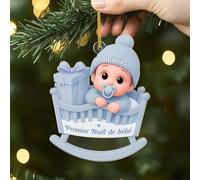 Cadeau Plus Ornement Acrylique Personnalisé - Premier Noël de Bébé - Cadeau 1er Noel Bebe, Mon Premier Noël, Ornement personnalisé, Premiere Boule de Noel personnalisé (garçon #1)