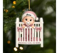 Cadeau Plus Ornement Acrylique Personnalisé - Premier Noël de Bébé Effet d'impression 3D - Cadeau 1er Noel Bebe, Mon Premier Noël, Boules de Noel personnalisées, Ornement personnalisé (Modèle #11)