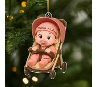 Cadeau Plus Ornement Acrylique Personnalisé - Premier Noël de Bébé Effet d'impression 3D - Cadeau 1er Noel Bebe, Mon Premier Noël, Boules de Noel personnalisées, Ornement personnalisé (Modèle #8)