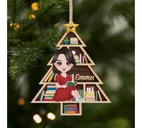 Cadeau Plus Ornement Bois Personnalisé - Juste Une Fille Qui Aime Les Livres - Décoration noël, Boules de Noel personnalisées, l'amour des Livres, Cadeau pour Les Amateurs de Lecture (Modèle #3)