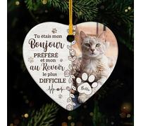 Cadeau Plus Ornement Céramique Personnalisé - Si l'amour Avait PU Te Sauver - Decoration Noel Chat, Commémoratif Chat Personnalisé, Boule de Noel personnalisée Photo