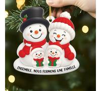 Cadeau Plus Ornement Effet d’Impression 3D Notre Premier Noël en Famille - Décoration de Noël pour Famille, Boules de Noel, Déco de noël Famille, Ornement Noel, Boule de Noel Premier Noel (2 Enfants)