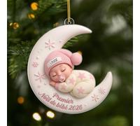 Cadeau Plus Ornement Effet d'impression 3D Personnalisé - Premier Noël De Bébé - Boule de Noel Premier Noel, Cadeau 1er Noel Bebe, Boules de Noel personnalisées, Ornement Noel personnalisé (Fille 1)