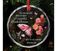 Cadeau Plus Ornement Parce Que Quelqu'un Que J'aime Est Au Ciel - Décoration Funéraire pour Tombe, Ornement Noel, Decoration Sapin Noel, Médaillon Funéraire, Boule Cristal