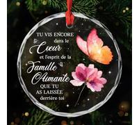 Cadeau Plus Ornement Parce Que Quelqu'un Que J'aime Est Au Ciel - Décoration Funéraire pour Tombe, Ornement Noel, Decoration Sapin Noel, Médaillon Funéraire, Boule Cristal