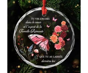 Cadeau Plus Ornement Parce Que Quelqu'un Que J'aime Est Au Ciel - Décoration Funéraire pour Tombe, Ornement Noel, Decoration Sapin Noel, Médaillon Funéraire, Boule Cristal