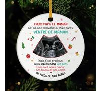 Cadeau Plus Ornement Personnalisé - Chers Papa Et Maman - Déco Noel personnalisé, Boule de Noel personnalisée Photo, Échographie bébé, Mon Premier Noel (Modèle #4)