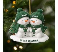 Cadeau Plus Ornement Personnalisé - Couple Vieillir Ensemble - Ornement Noël en Acrylique Personnalisé Couple, Cadeaux Amoureux, Boules de Noel personnalisées, Renne de noël (modèle #7)