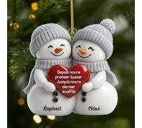 Cadeau Plus Ornement Personnalisé - Couple Vieillir Ensemble - Ornement Noël en Acrylique Personnalisé Couple, Cadeaux Amoureux, Boules de Noel personnalisées, Renne de noël (modèle #11)