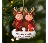 Cadeau Plus Ornement Personnalisé - Couple Vieillir Ensemble - Ornement Noël en Acrylique Personnalisé Couple, Cadeaux Amoureux, Boules de Noel personnalisées, Renne de noël (Modèle #2)