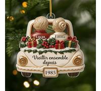 Cadeau Plus Ornement Personnalisé - Couple Vieillir Ensemble - Ornement Noël en Acrylique Personnalisé Couple, Cadeaux Amoureux, Boules de Noel personnalisées, Renne de noël (modèle #14)