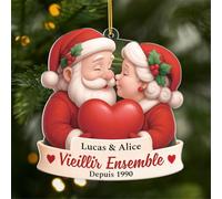 Cadeau Plus Ornement Personnalisé - Couple Vieillir Ensemble - Ornement Noël en Acrylique Personnalisé Couple, Cadeaux Amoureux, Boules de Noel personnalisées, Renne de noël (Modèle #5)