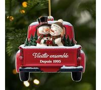 Cadeau Plus Ornement Personnalisé - Couple Vieillir Ensemble - Ornement Noël en Acrylique Personnalisé Couple, Cadeaux Amoureux, Boules de Noel personnalisées, Renne de noël (modèle #6)