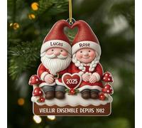 Cadeau Plus Ornement Personnalisé - Couple Vieillir Ensemble - Ornement Noël en Acrylique Personnalisé Couple, Cadeaux Amoureux, Boules de Noel personnalisées, Renne de noël (modèle #4)