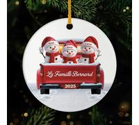 Cadeau Plus Ornement Personnalisé - Famille Bonhomme De Neige - Ornement Céramique, Décoration de Noël pour Famille, Boules de Noel personnalisées, Déco de noël avec prénom (Modell #1)