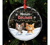 Cadeau Plus Ornement Personnalisé - Joyeux Noël Minou - Decoration Noel Chat, Boule de Noel Chat, Boules de Noel personnalisées, Ornement Noel personnalisé