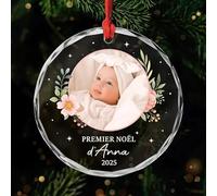 Cadeau Plus Ornement Personnalisé - Mon Premier Noël avec Photo - Boule de Noel Premier Noel, Cadeau 1er Noel Bebe, Boules de Noel personnalisées, Ornement Noel personnalisé (modèle #7)
