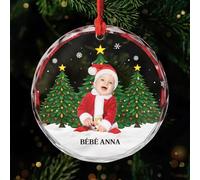 Cadeau Plus Ornement Personnalisé - Mon Premier Noël avec Photo - Boule de Noel Premier Noel, Cadeau 1er Noel Bebe, Boules de Noel personnalisées, Ornement Noel personnalisé (Modèle #8)