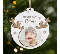 Cadeau Plus Ornement Personnalisé - Mon Premier Noël avec Photo - Boule de Noel Premier Noel, Cadeau 1er Noel Bebe, Boules de Noel personnalisées, Ornement Noel personnalisé (Modèle #2)