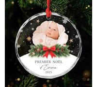 Cadeau Plus Ornement Personnalisé - Mon Premier Noël avec Photo - Boule de Noel Premier Noel, Cadeau 1er Noel Bebe, Boules de Noel personnalisées, Ornement Noel personnalisé (Modèle #1)