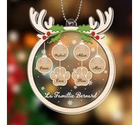 Cadeau Plus Ornement Personnalisé - Notre Famille - Décoration de Noël pour Famille, Boules de Noel personnalisées, Déco de noël avec prénom, Ornement Noel personnalisé (6 Enfants)