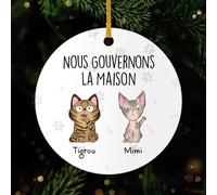 Cadeau Plus Ornement Personnalisé - on Fait La Loi À La Maison - Decoration Noel Chat, Boule de Noel Chat, Boules de Noel personnalisées, Ornement Noel personnalisé