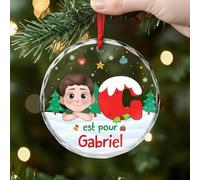 Cadeau Plus Ornement Personnalisé - Ornement Verre Enfant “A est pour Alice” - Boules de Noel personnalisées, Cadeau de Noël pour Enfants, Déco de noël avec prénom (Garçon)