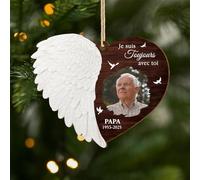Cadeau Plus Ornement Personnalisé - Papa Est Toujours avec Toi - Boules de Noel personnalisées, Ornement Noel personnalisé, Portrait commémoratif personnalisé, Boule de noël Photo (Modèle 1)